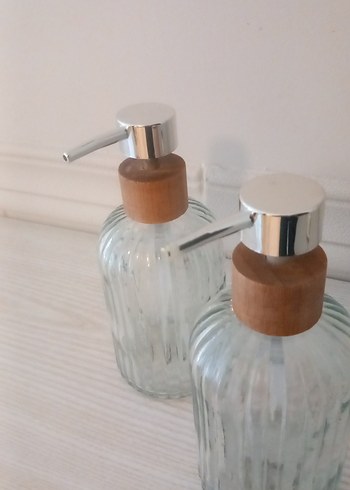 Ahşap Kapaklı Cam svı sabunluk Şişesi 2'li - Görsel 2