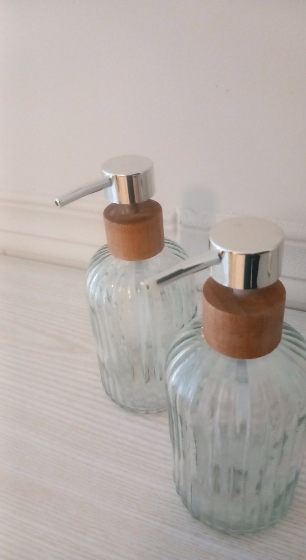 Ahşap Kapaklı Cam svı sabunluk Şişesi 2'li - Görsel 2