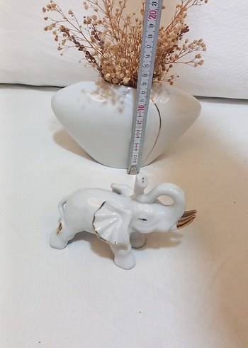 Beyaz  porselen ikili Fil  bir vazo  takım - Görsel 2