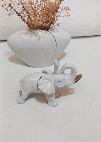 Beyaz  porselen ikili Fil  bir vazo  takım - Görsel 6