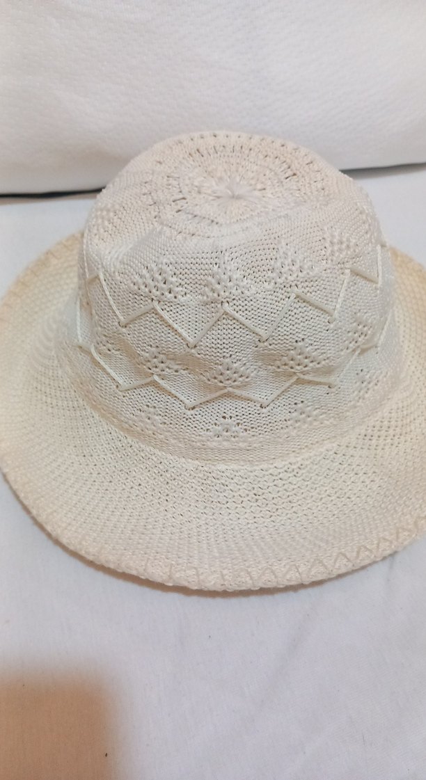 Dantel Detaylı Beyaz Örgü Bohem Kadın Şapka - Görsel 2