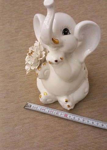 Beyaz Pastel büyük Fil Biblo - Görsel 6