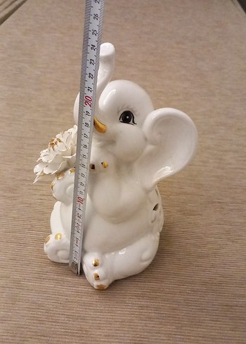 Beyaz Pastel büyük Fil Biblo - Görsel 5