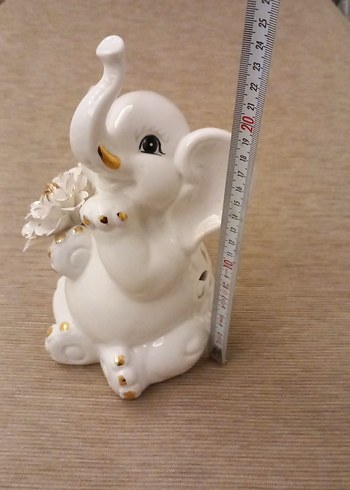 Beyaz Pastel büyük Fil Biblo - Görsel 4