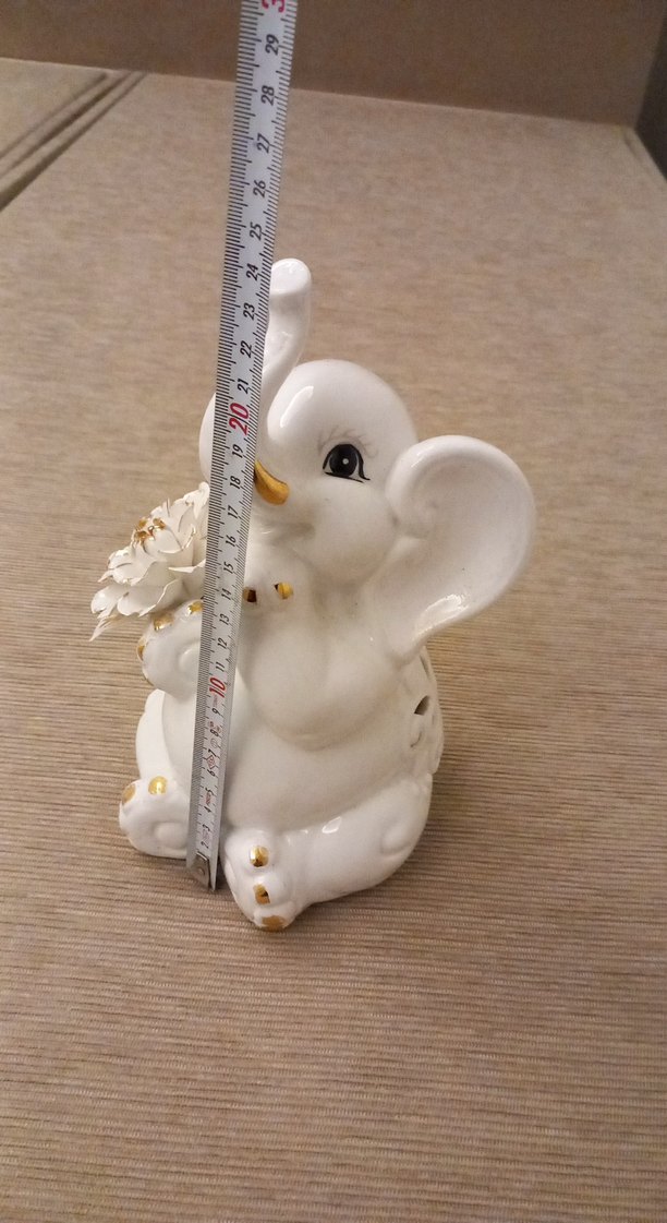 Beyaz Pastel büyük Fil Biblo - Görsel 5