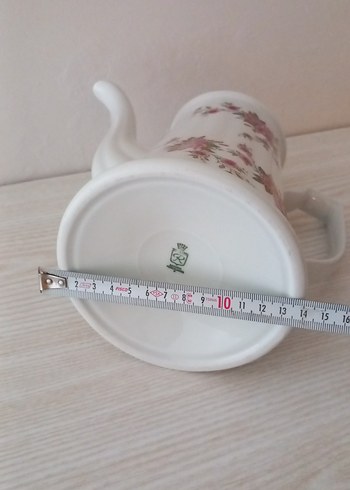 Çiçek Desenli Beyaz Porselen Demlik Yağdanlık  sürahi - Görsel 5