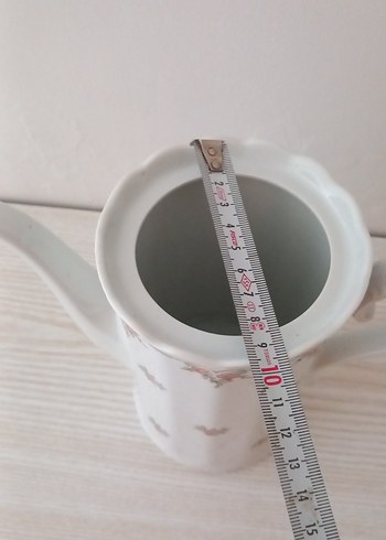 Pastel Beyaz Çiçekli Porselen sürahi Yağdanlık - Görsel 3