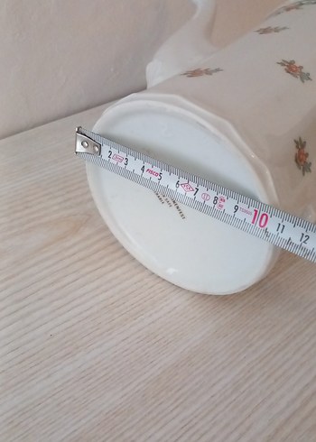 Pastel Beyaz Çiçekli Porselen sürahi Yağdanlık - Görsel 4