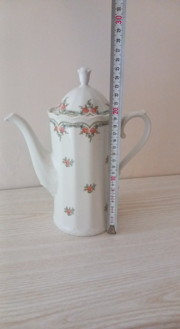 Pastel Beyaz Çiçekli Porselen sürahi Yağdanlık - Görsel 2