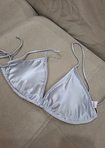 Gri İnce Askılı Kadın Bikini Üstü