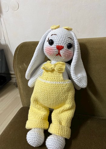 Sarı Örgü Tavşan Peluş Oyuncak