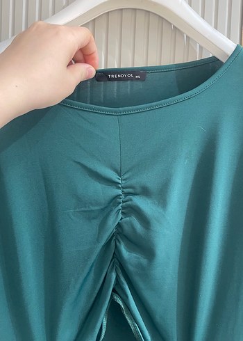 Drapeli V Yaka Midi Elbise - Görsel 3