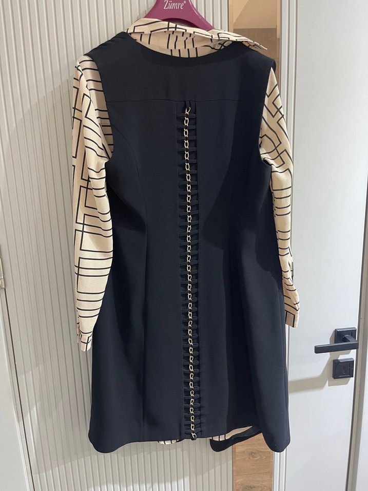 Kemerli Siyah Kadın Uzun Yelek - Görsel 5