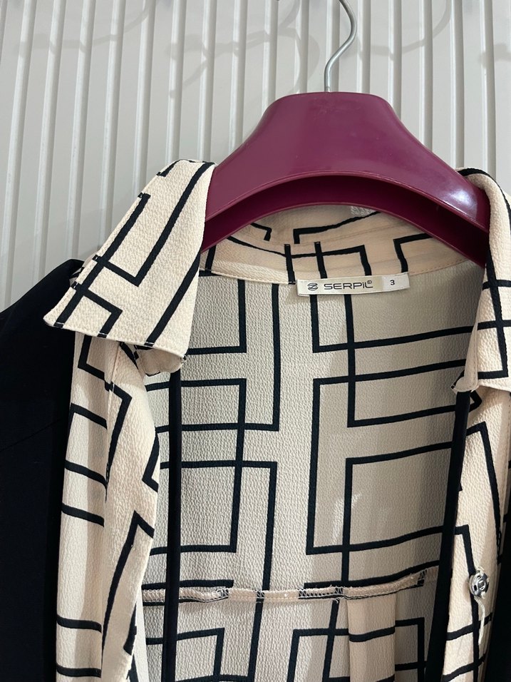 Kemerli Siyah Kadın Uzun Yelek - Görsel 3