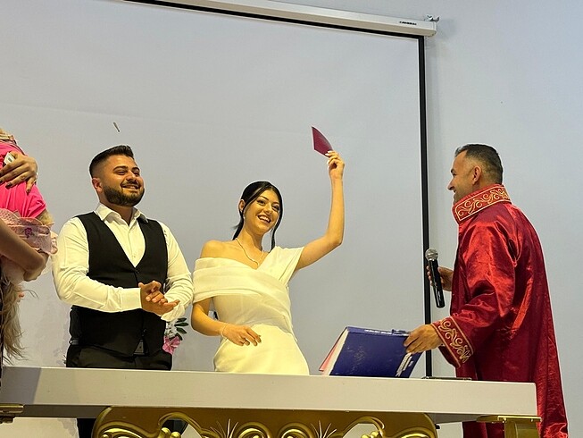 m Beden beyaz Renk Nikah elbisesi