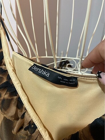 m Beden Bershka leopar desen kısa elbise