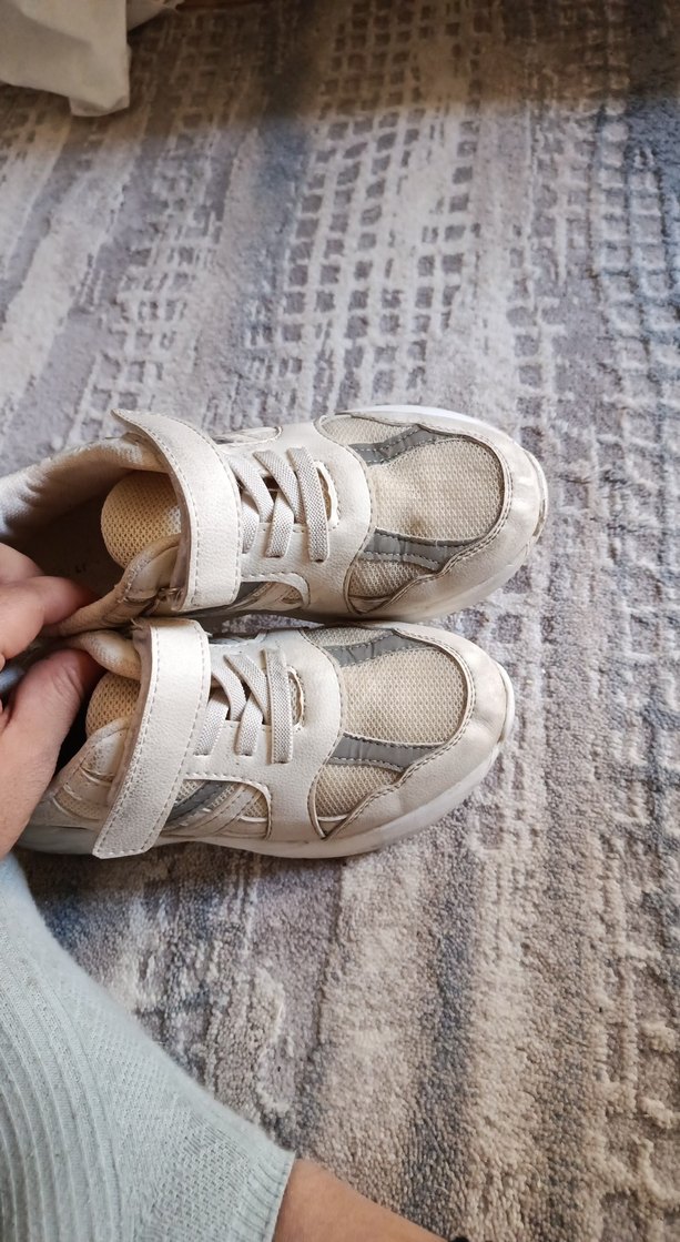 Çocuk Beyaz Gri Cırtlı Spor Ayakkabı - Görsel 3