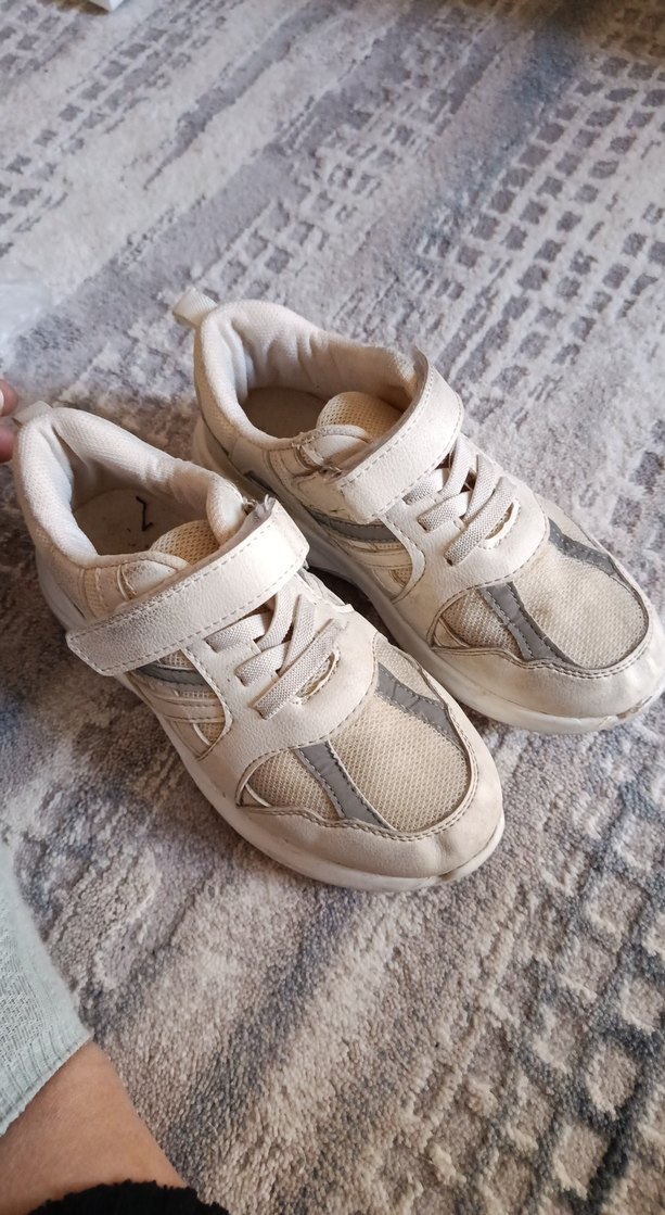 Çocuk Beyaz Gri Cırtlı Spor Ayakkabı - Görsel 5