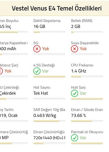 Vestel Venus e4 rom 16 ve 32 GB 2GB RAM - Görsel 8