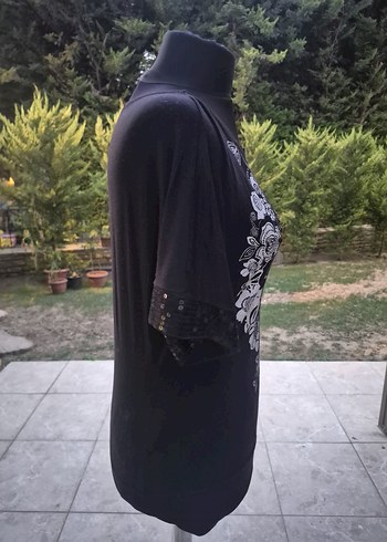 Diğer Siyah Baskılı Kısa Kollu Goth Bluz
