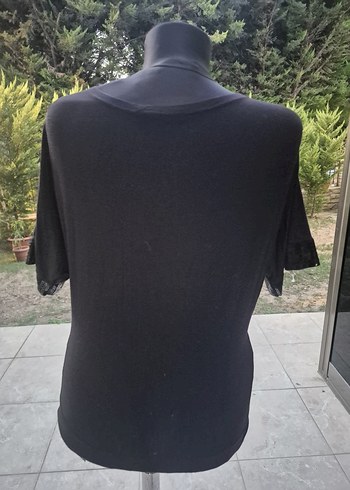 xxl Beden Siyah Baskılı Kısa Kollu Goth Bluz