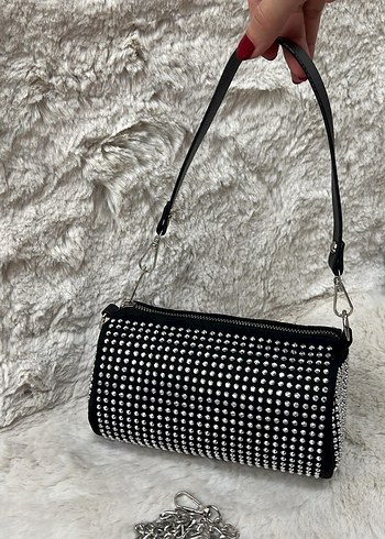 Zara Siyah Taşlı Kadın Omuz Çantası