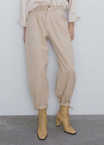 ZARA CROPPED SLOUCHY JEAN BEİGE - Görsel 6