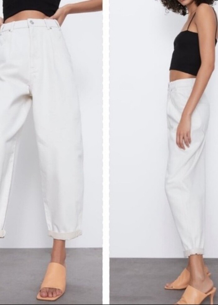 ZARA CROPPED SLOUCHY JEAN BEİGE - Görsel 4