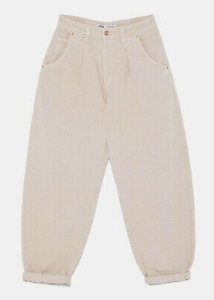 ZARA CROPPED SLOUCHY JEAN BEİGE - Görsel 5