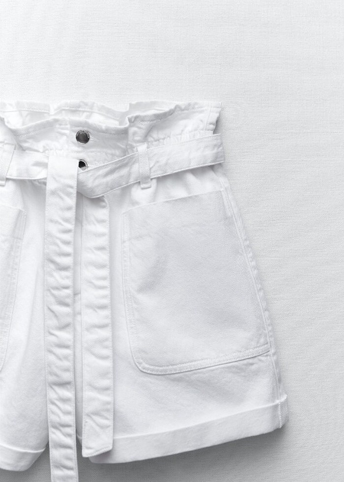 ZARA Baggy Paperbag Bermuda Sort - Görsel 3