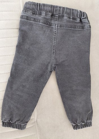 9-12 Ay Beden Gri Erkek Çocuk Denim Jogger Pantolon
