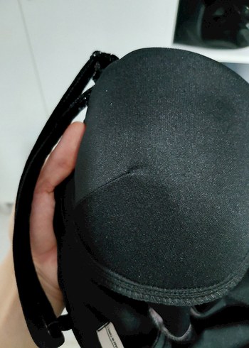 Siyah Straplez Drapeli Midi Elbise - Görsel 8