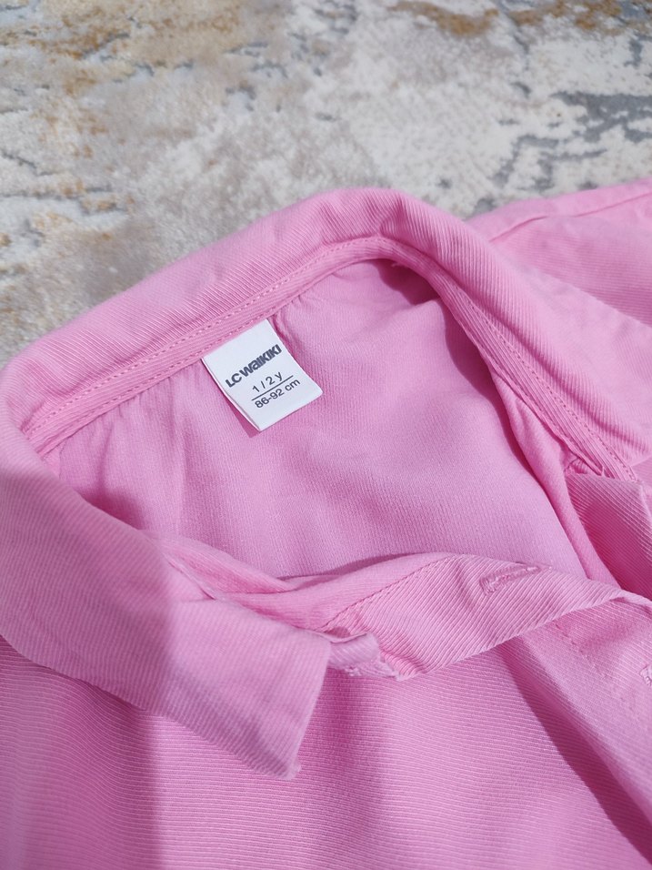 Kız Çocuk Pembe Kısa kolGömlek - Görsel 3