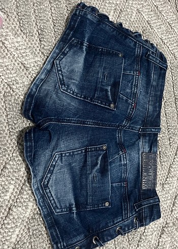 34 Beden gri Renk Kadın Mini Denim Şort