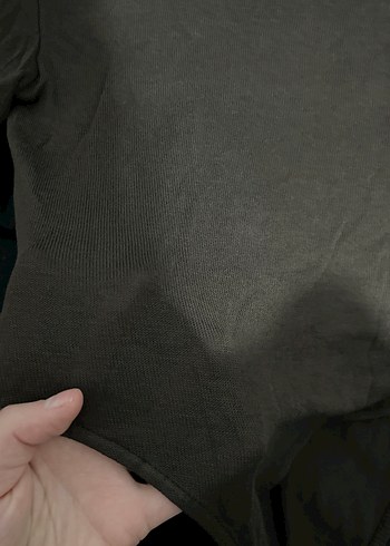 Kahverengi Yüksek Yakalı Kadın transparan bluz - Görsel 2