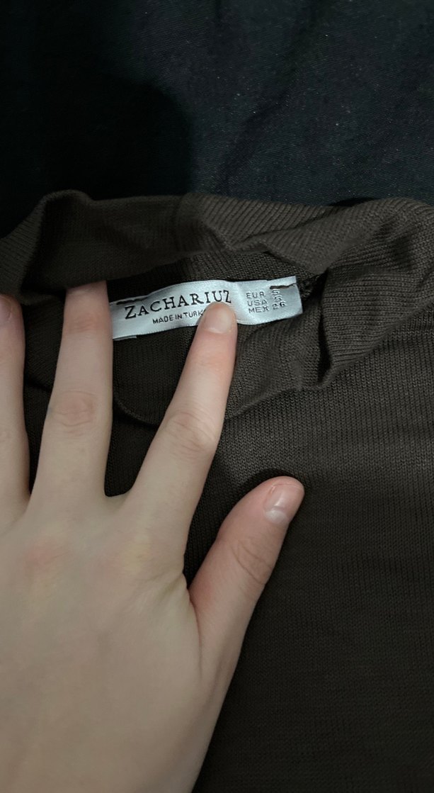 Kahverengi Yüksek Yakalı Kadın transparan bluz - Görsel 3