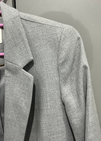 34 Beden gri Renk Gri Notch Yaka Kadın Blazer Ceket