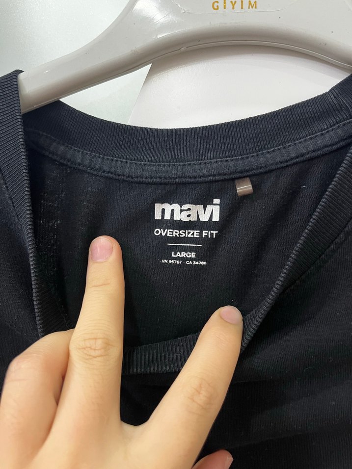 Siyah Baskılı Oversize Erkek Tişört mavi - Görsel 2