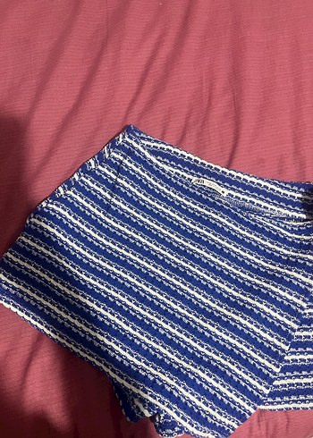 Mavi Örgü Mini Şort - Görsel 3