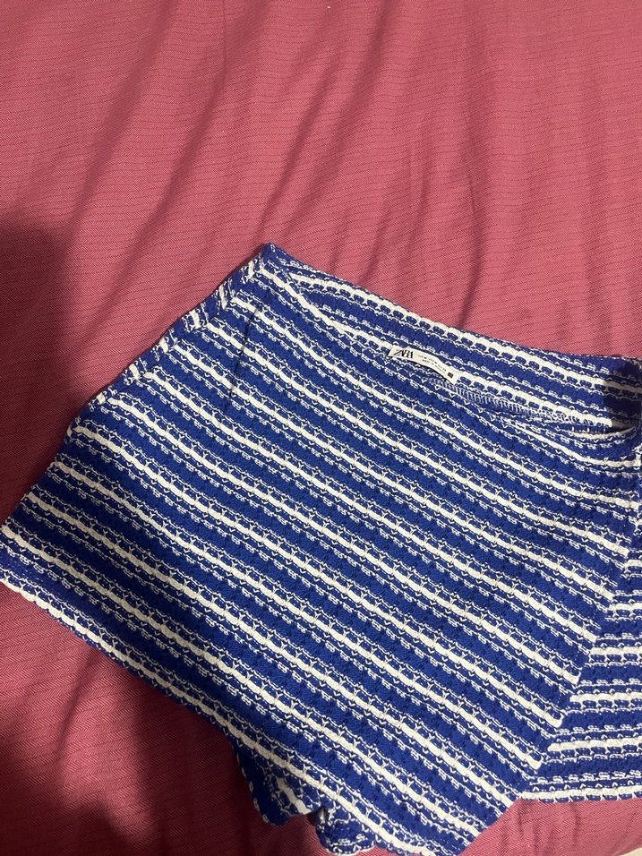 Mavi Örgü Mini  Şort - Görsel 3