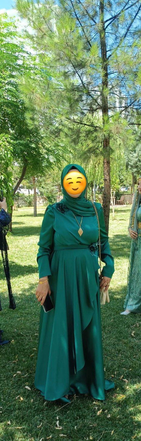 Yeşil Drapeli Uzun Abiye Elbise - Görsel 2