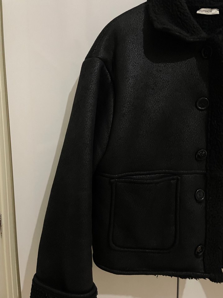 Siyah Deri Kürklü Midi Kadın Ceket - Görsel 2