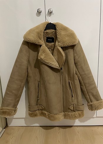 Kürklü Bej Süet Kadın Ceket - Görsel 2
