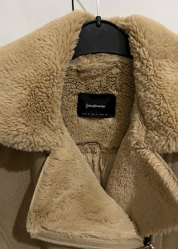 Kürklü Bej Süet Kadın Ceket - Görsel 3