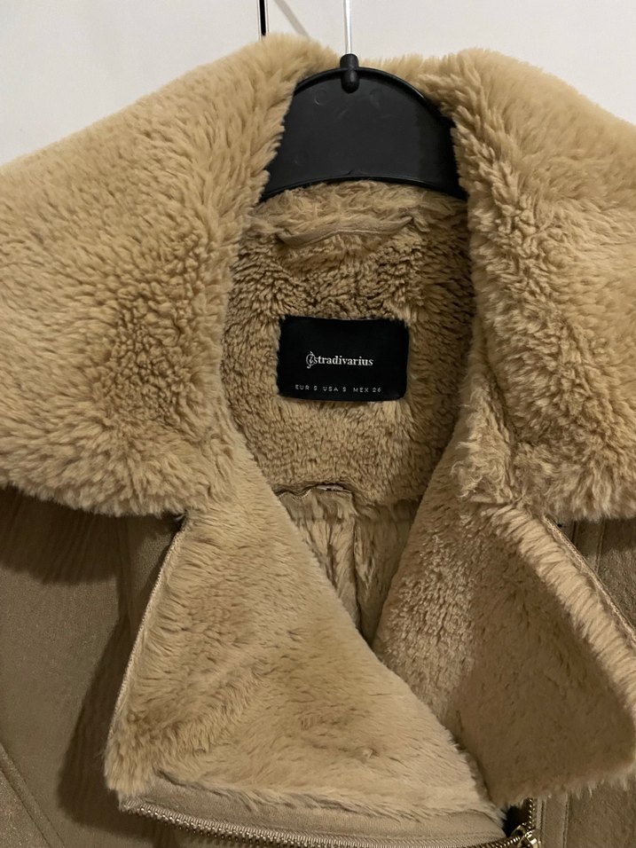 Kürklü Bej Süet Kadın Ceket - Görsel 3