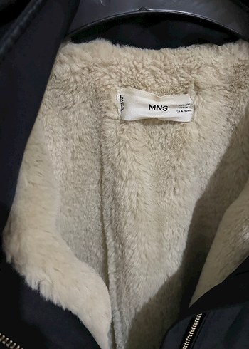 Kürklü Kapüşonlu lacivert Kadın Kaban - Görsel 3