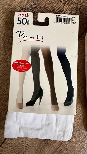 Penti 50 den beyaz opak çorap