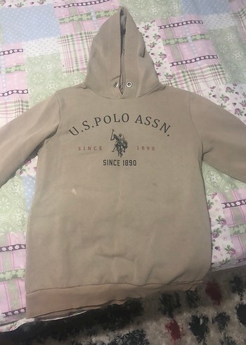 s Beden camel Renk Bej U.S. Polo Assn. Kapüşonlu Sweatshirt