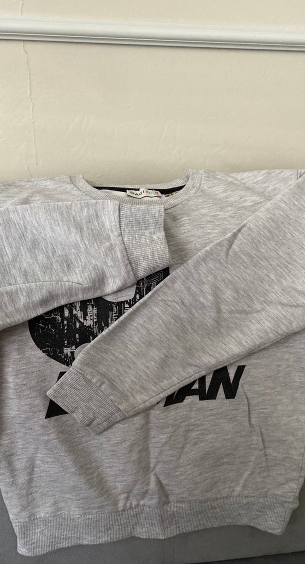 Gri Batman Baskılı Erkek Sweatshirt - Görsel 4