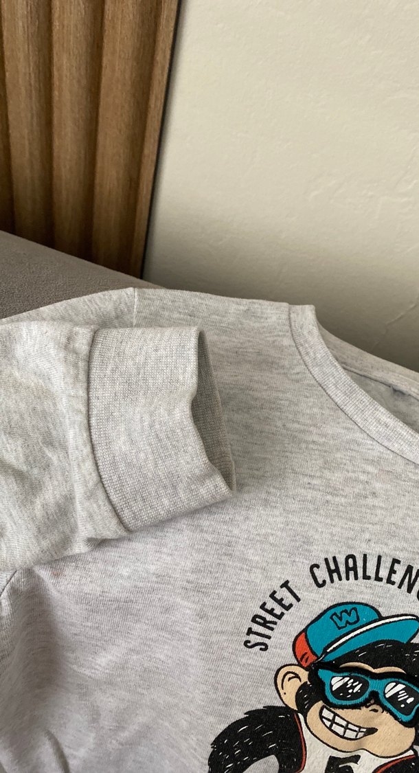 Erkek Çocuk Gri Uzun Kollu Baskılı Sweatshirt - Görsel 3